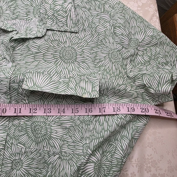 Amanda Uprichard Green & White Floral Belted Mini Shirt Dress - Size L - Picture 12 of 16